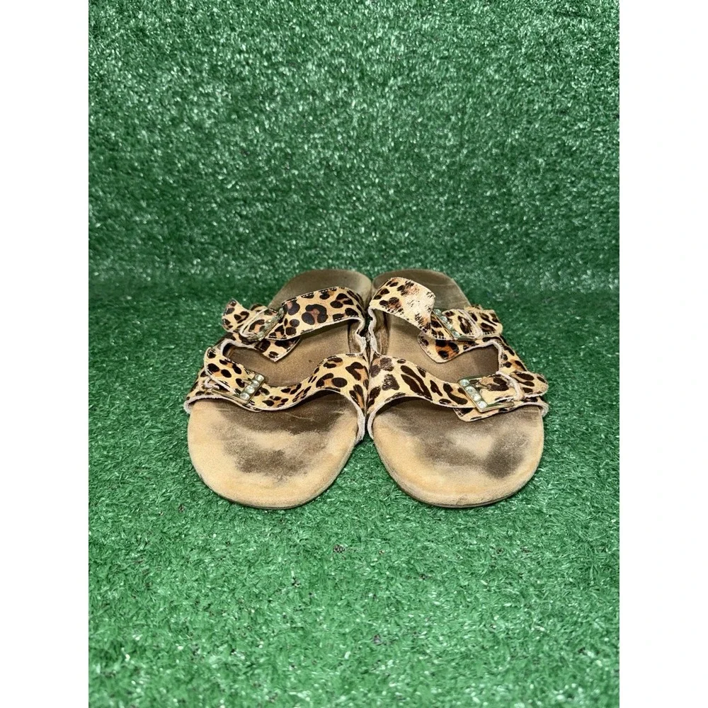 Vionic Sandals Womens Size 9.5 Leopard Print Slides Flip Flops Beach Orthopedic‎